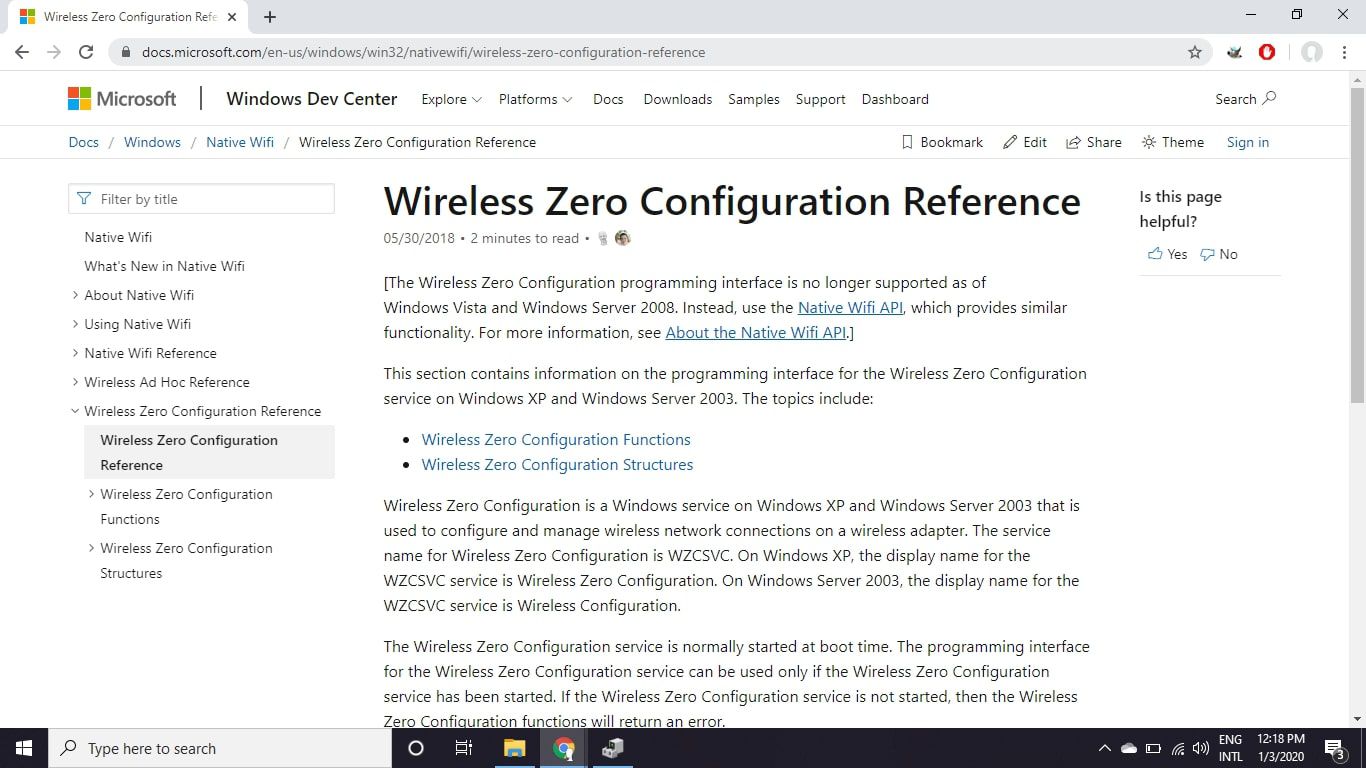 Microsoftin Wireless Zero Configuration (WZC) -dokumentaatioopas