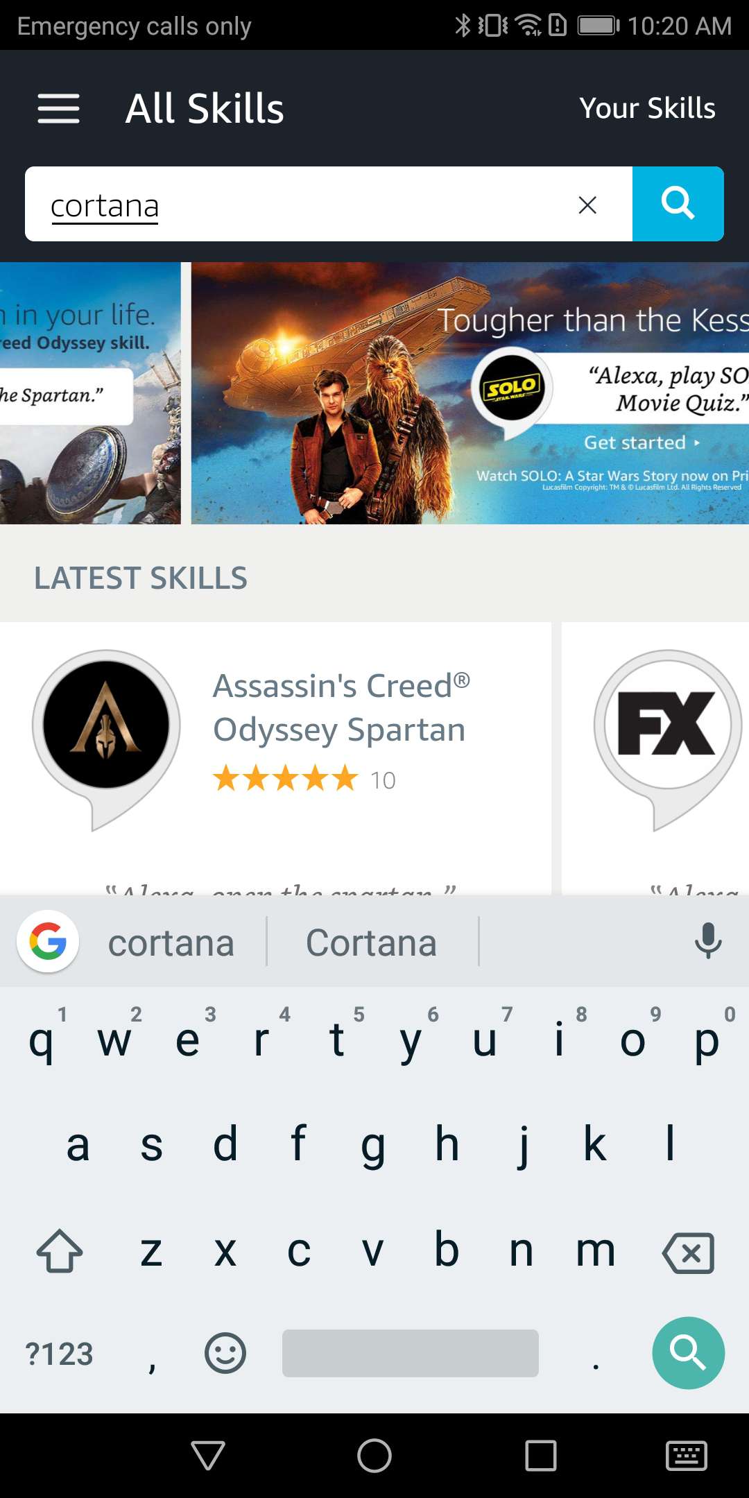 Alexa Android App Etsi Cortana Skill