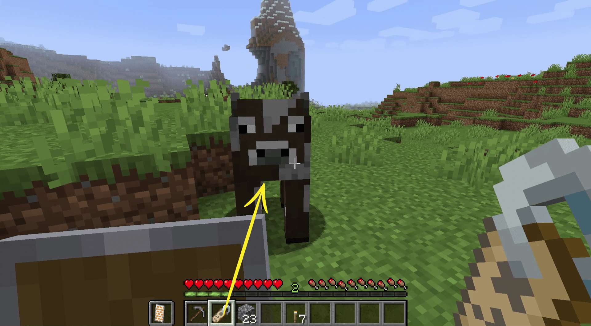 Kuinka käyttää nimilappua lehmässä Minecraftissa.