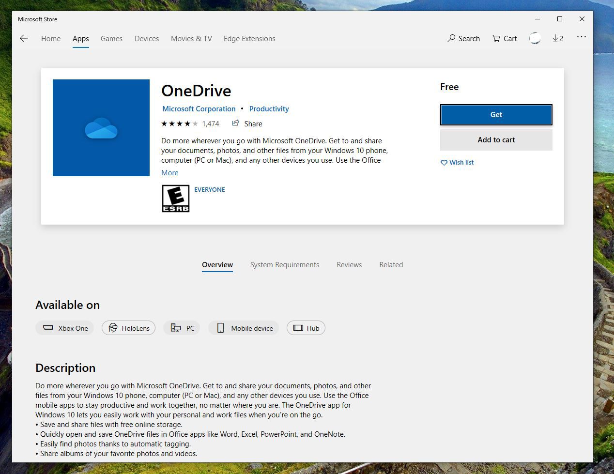 OneDrive-sovellus Microsoft Storessa