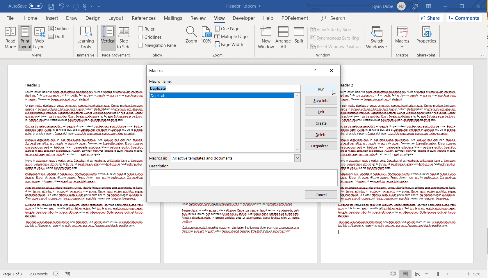 Kuvakaappaus makron suorittamisesta Excelissä
