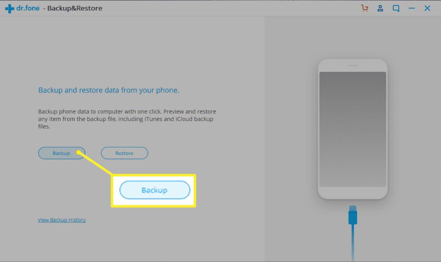 DR.  fone Backup vaihtoehto