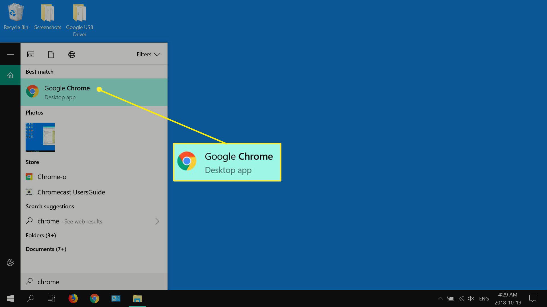 Windows etsii Google Chromea.