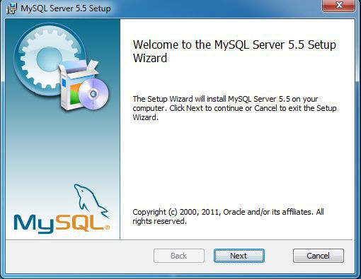 MySQL-asennusnäyttö