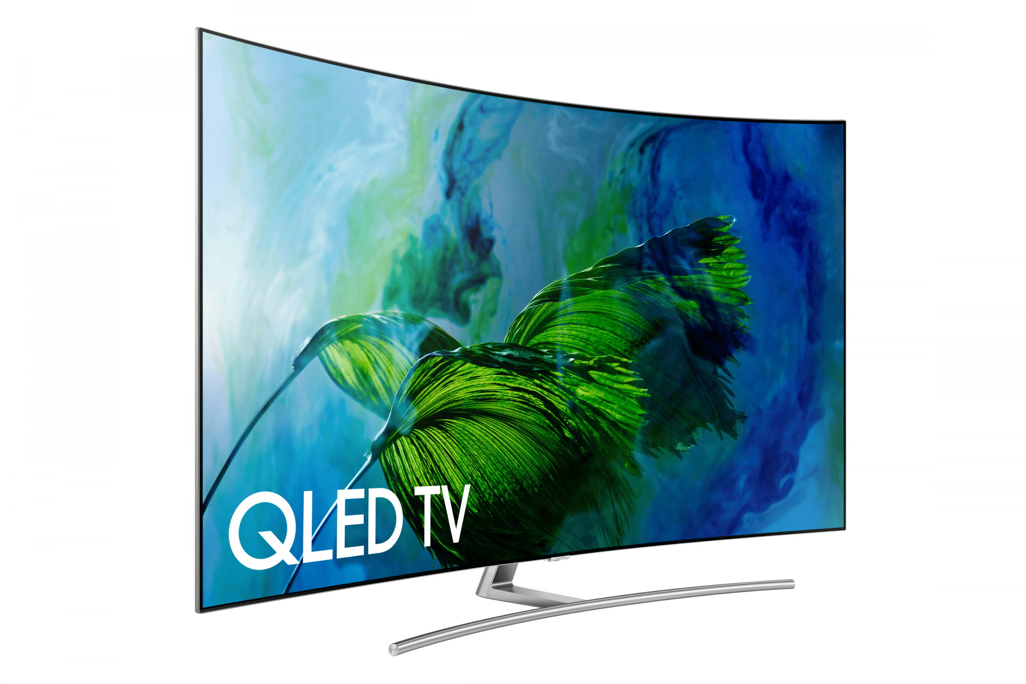 Samsungin kaarevien teräväpiirtotelevisioiden QLED-sarjassa ei ole juuri lainkaan kehystä.