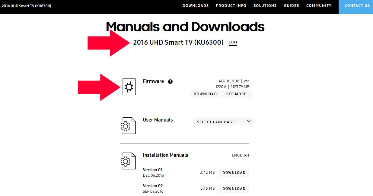 Lataussivu Samsung TV:n laiteohjelmistopäivitys