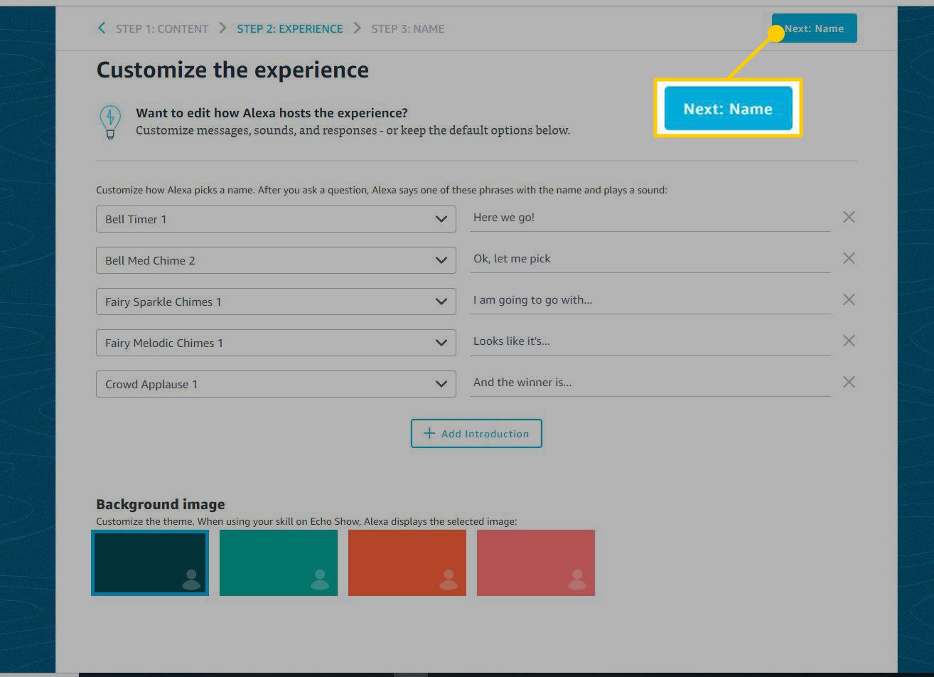 Kuvakaappaus Alexa-suunnitelman Customize Experience -sivusta