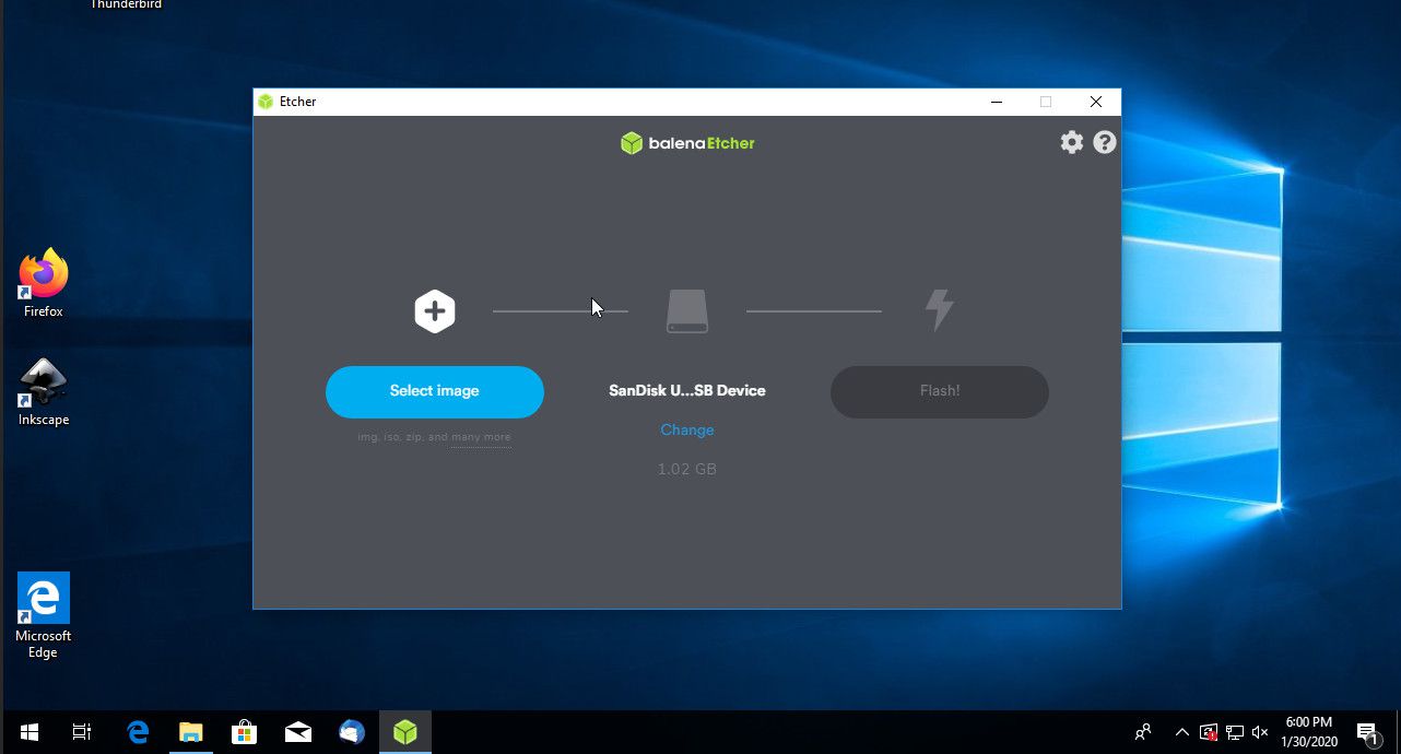 Etcher Windows 10:ssä