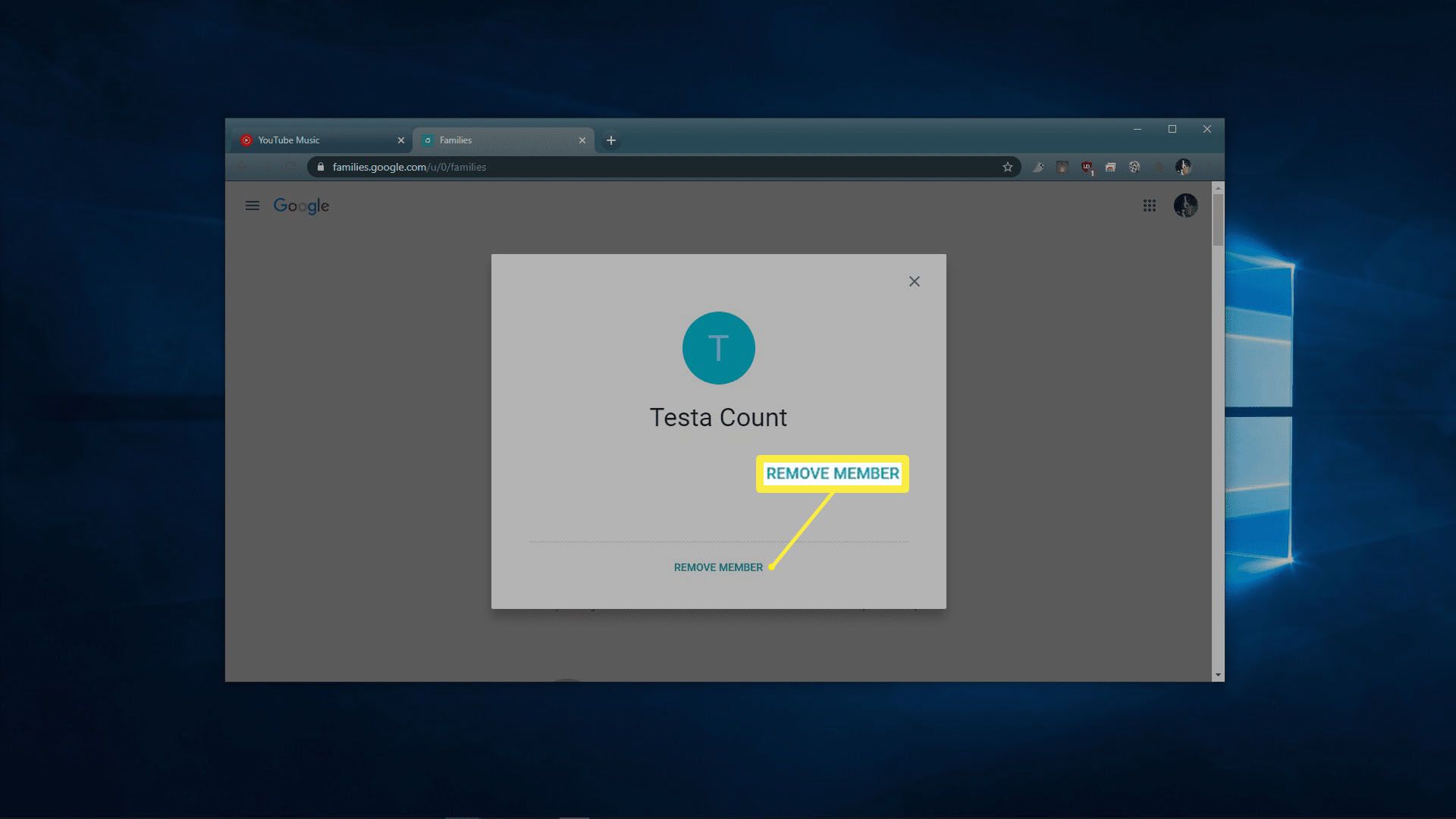 Poista perheenjäsen YouTube Musicista.