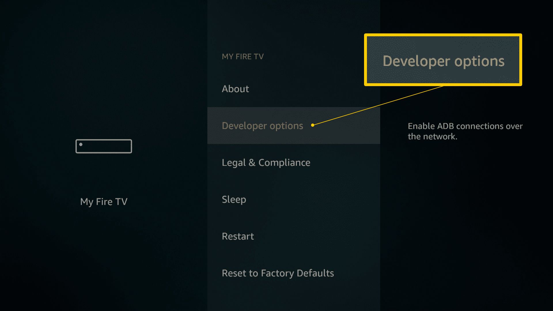 Kehittäjävaihtoehdot My Fire TV -asetuksissa
