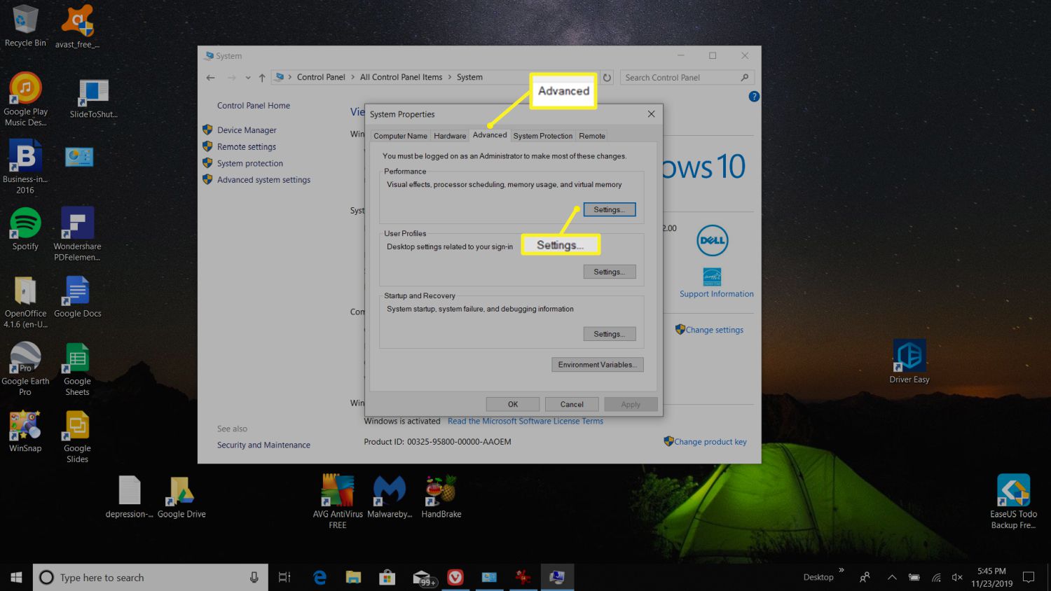 Suorituskykyasetukset Windows 10:ssä