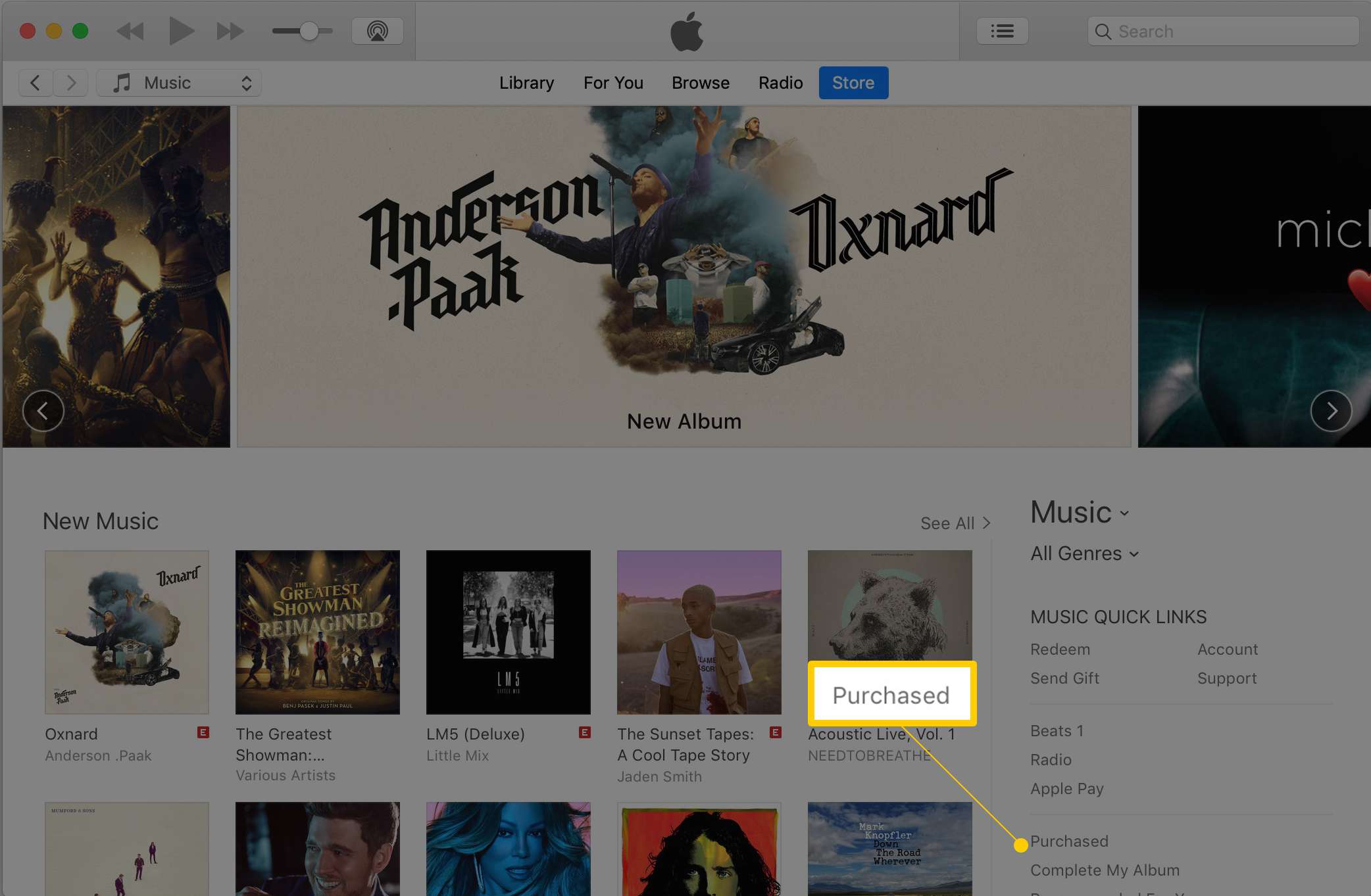 Ostettu linkki iTunes Storesta macOS-kuvakaappauksen kautta