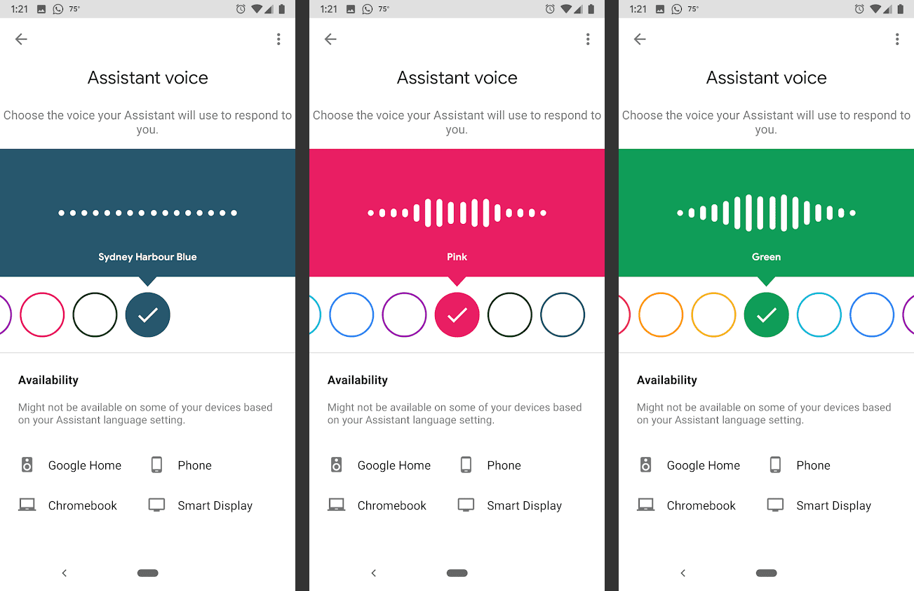 Google Assistantin ääniasetukset Androidissa