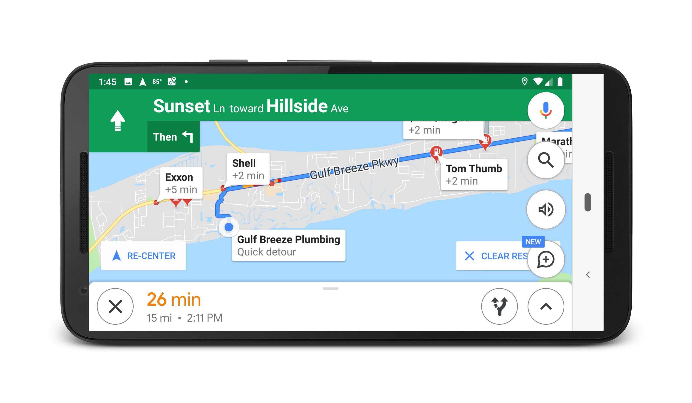 Google Assistant näyttää huoltoasemat Google Mapsissa