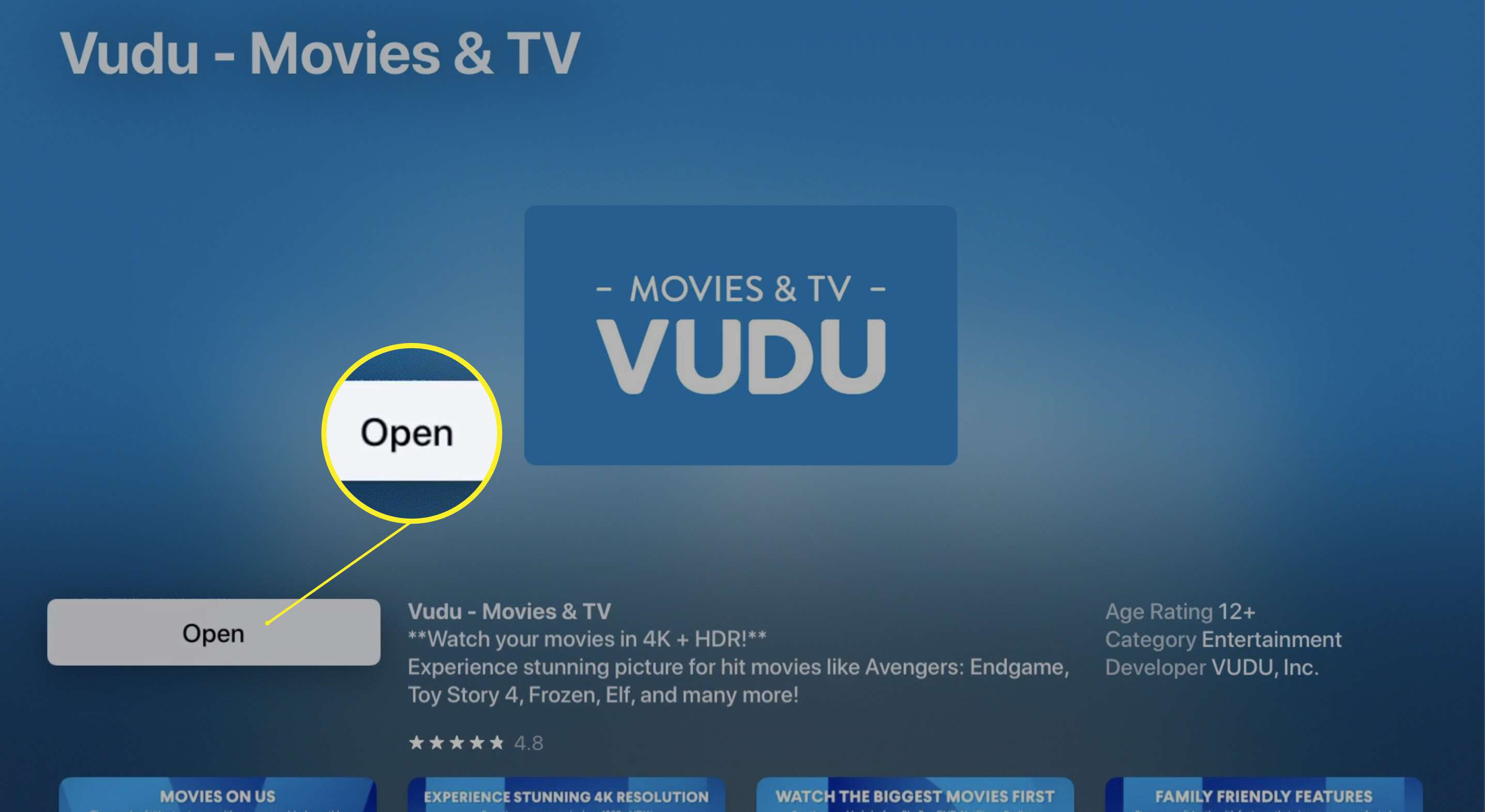 Vudu-sivu Apple TV App Storessa