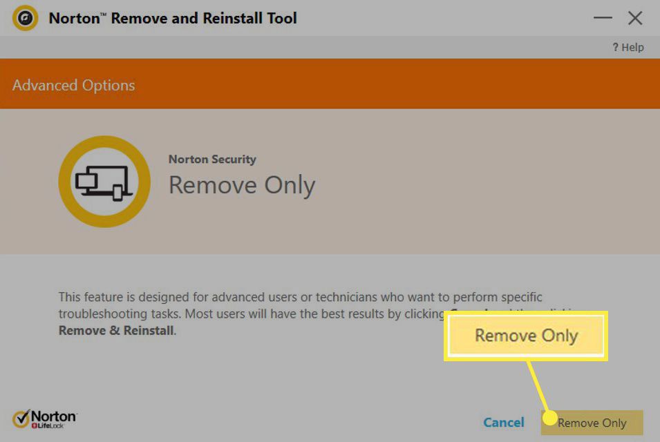 Poista vain -painike Norton Securityssa