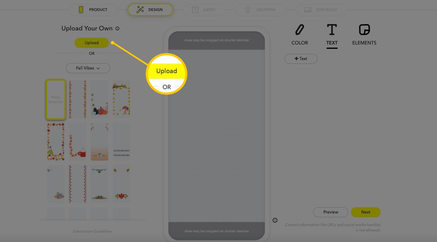 Snapchat.comin Lataa-painike lähettääksesi oman taideteoksen