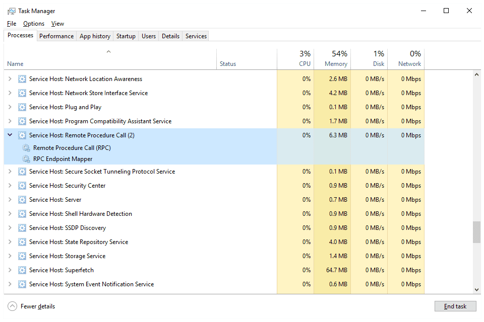 Palvelut, jotka toimivat svchost.exe-tiedostossa