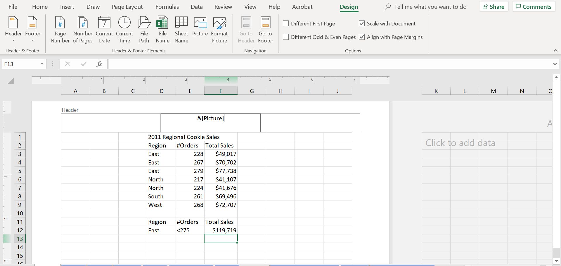 Kuvakoodi Excel-taulukon otsikossa.