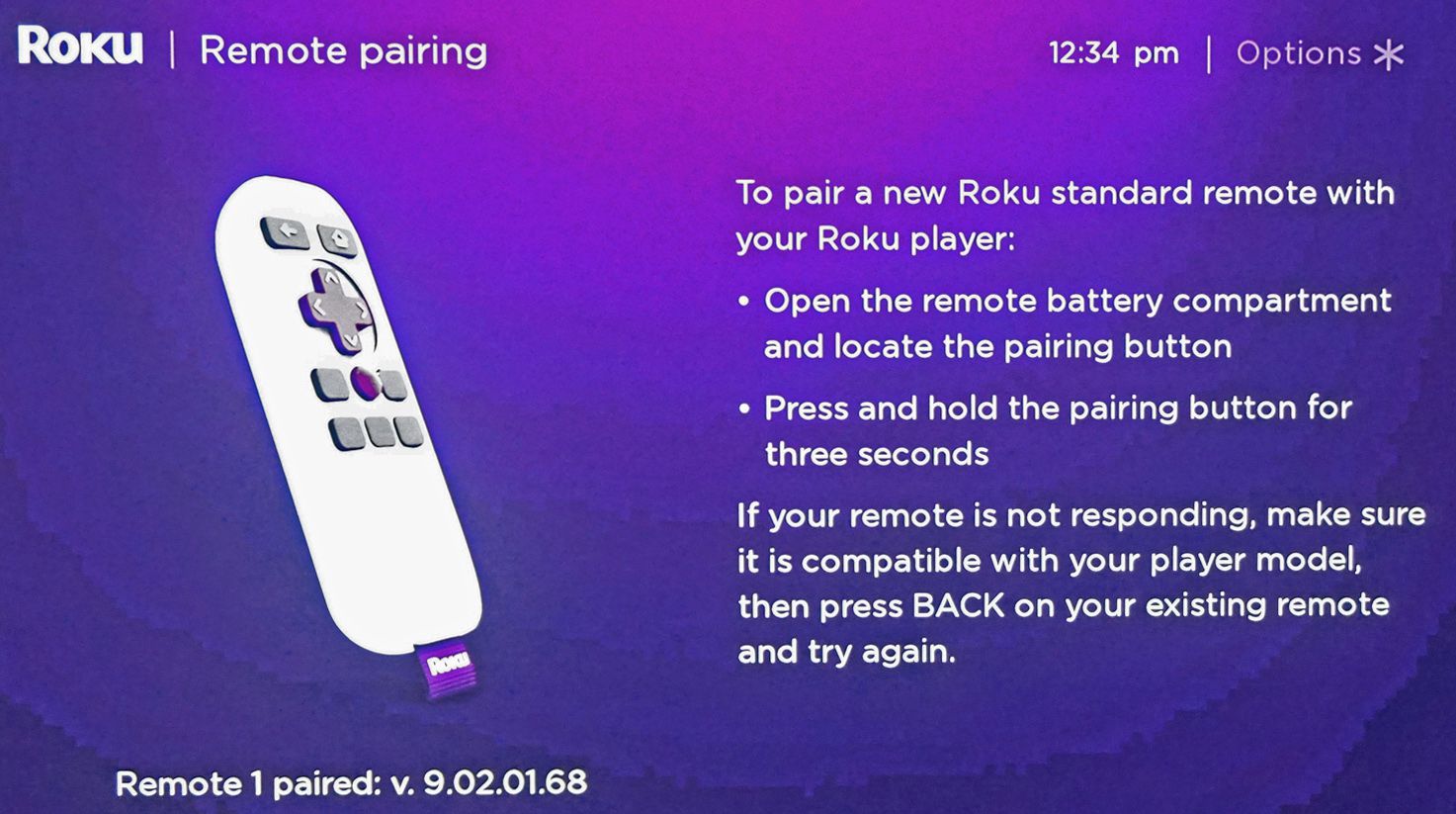 Roku Setup — Remote Pairing