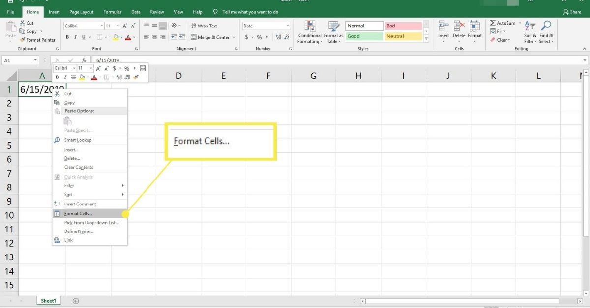 Valitse Muotoile solut napsauttamalla hiiren kakkospainikkeella Excelissä.