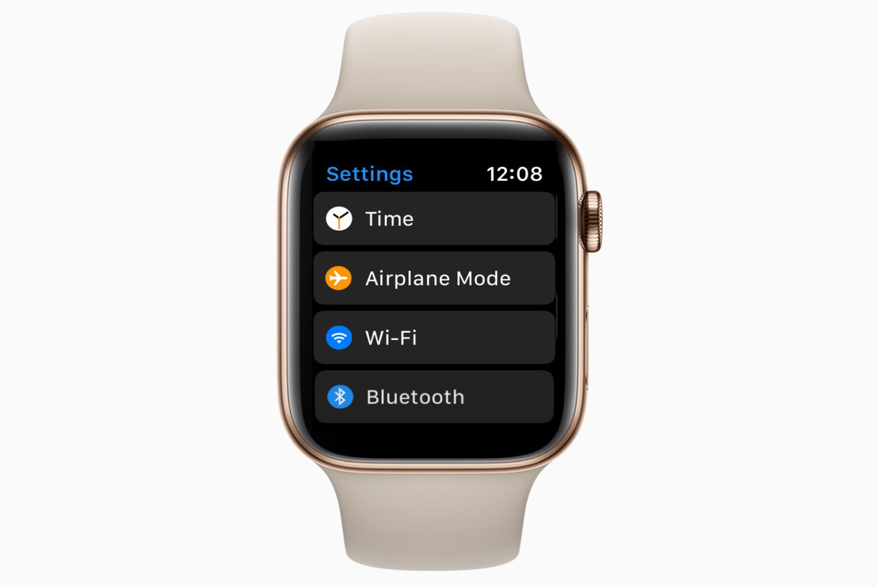 Apple Watch, jossa on Asetukset-sovellus