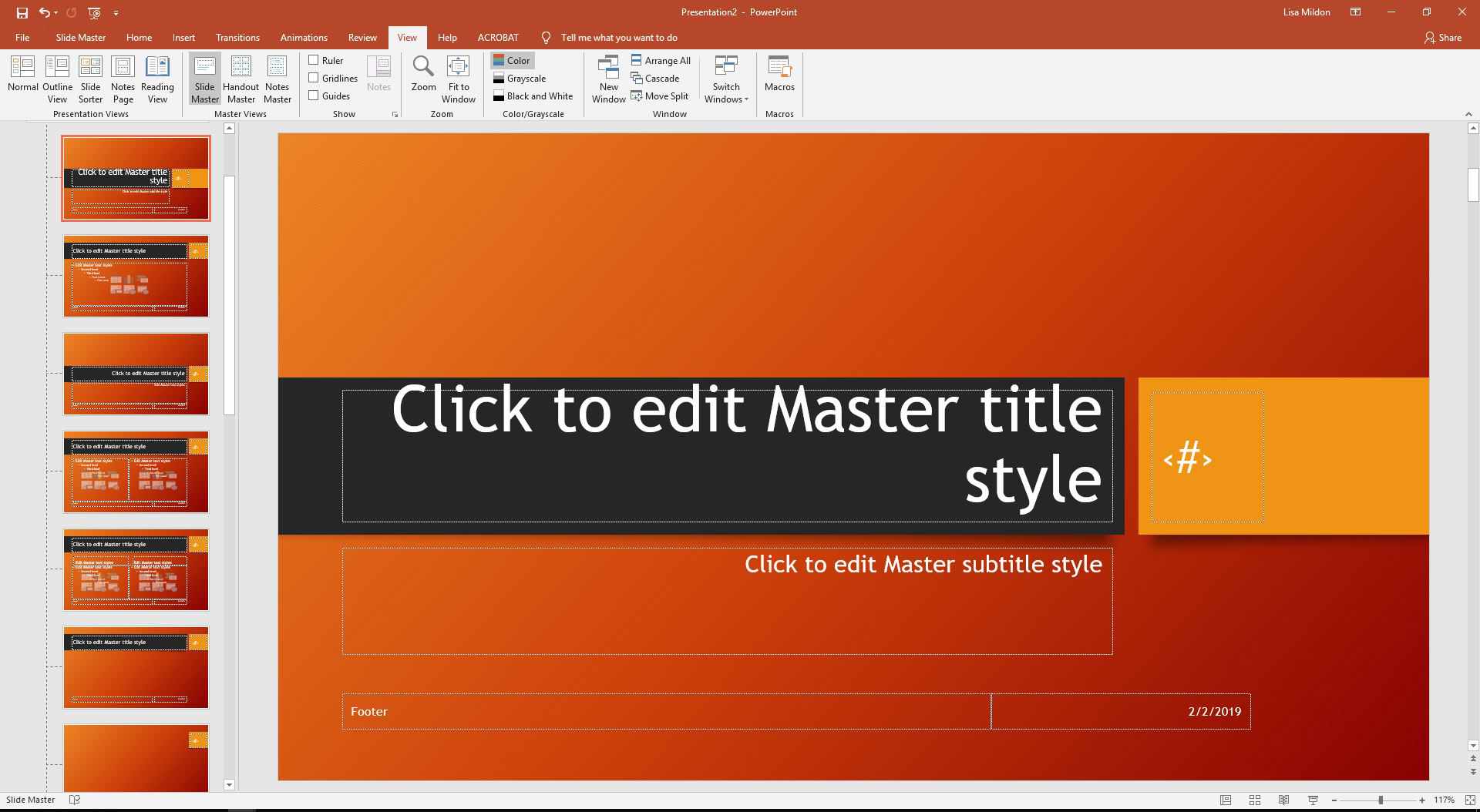 PowerPoint-diaesitys ja Slide Master.