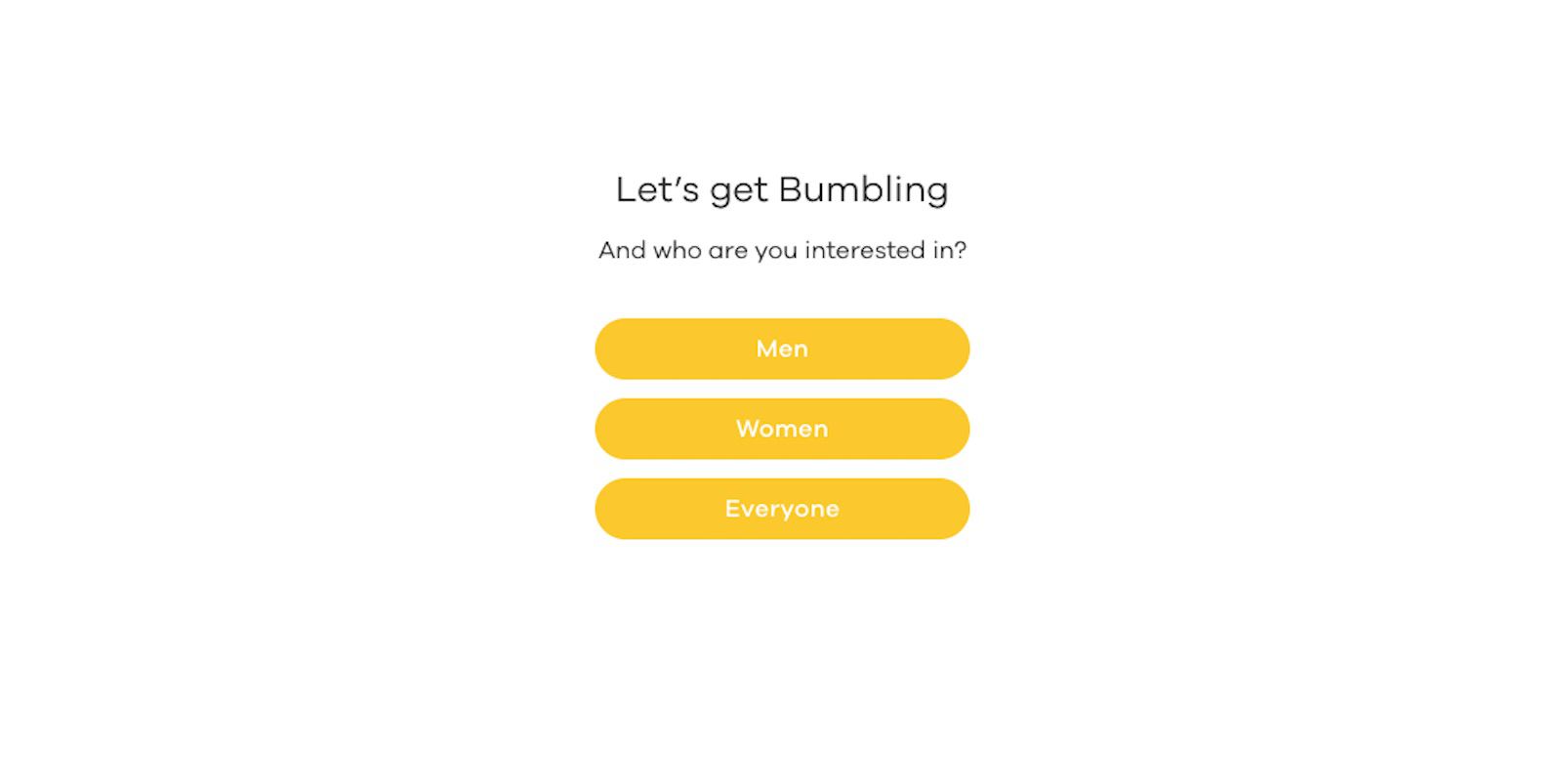 Kuvakaappaus osoitteesta Bumble.com.