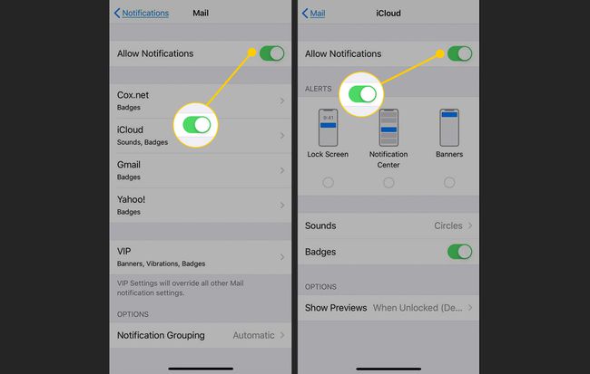 Ilmoitusasetukset Mailissa iOS:ssä