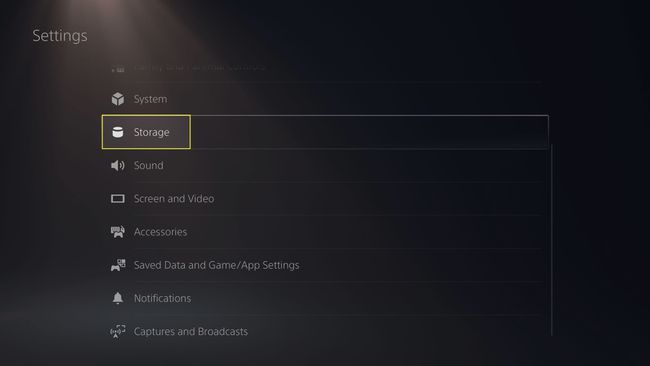 Tallennus-osio PS5:n asetuksissa