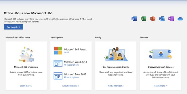 Microsoft 365 kotisivu.