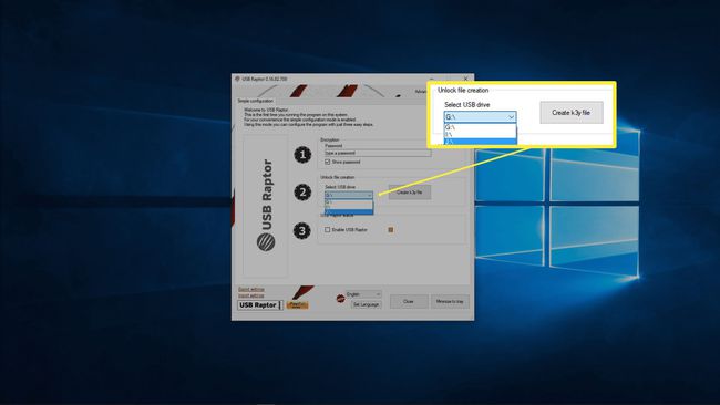 Kuvakaappaus k3y-tiedoston luomisesta USB Raptorissa.