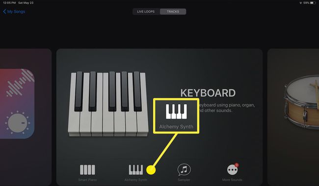 GarageBand-sovelluksen avausnäyttö iPadOS 13:lle