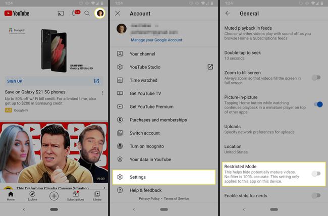 youtube Android-sovelluksen asetukset,