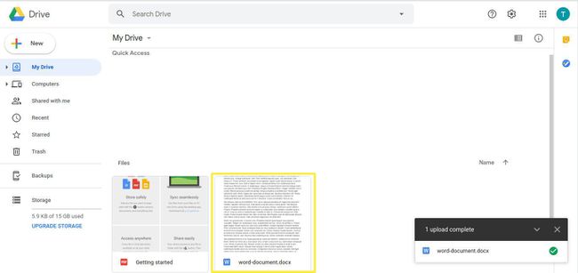 Google Drive - valitse lähetettävä asiakirja