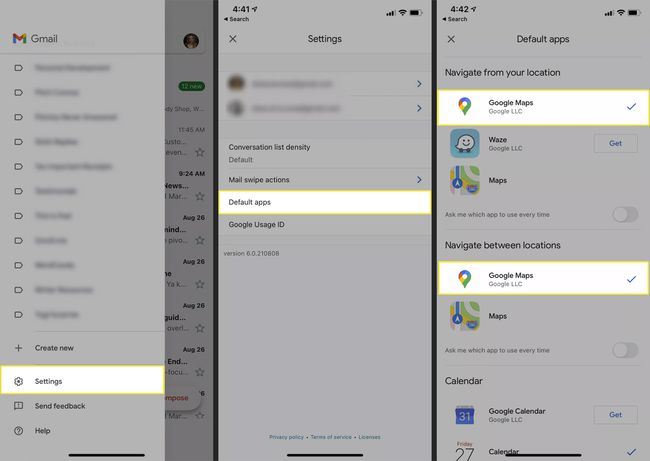 Aseta Google Maps oletusnavigointisovellukseksi Gmail-sovelluksesta iOS:ssä.