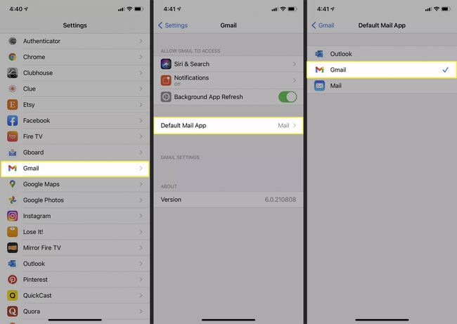 Aseta Gmail oletussähköpostisovellukseksi iOS:ssä.