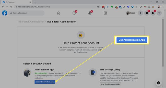 Ota Microsoft Authenticator käyttöön Facebookissa.