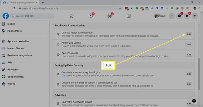 Ota Microsoft Authenticator käyttöön Facebookissa.