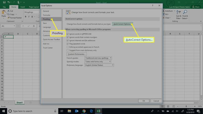 Automaattisen korjauksen asetukset Excelissä