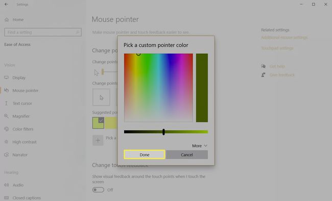 Valitse mukautettu osoittimen väri Windows 10