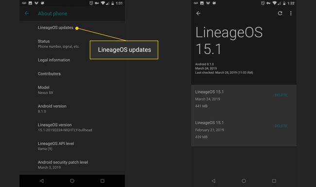 LineageOS päivitykset