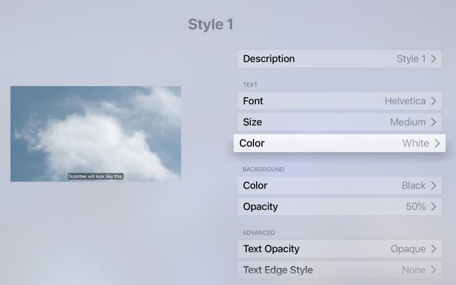 Muokkaa Apple TV:n tekstitystyyliä.