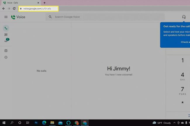 Google Voicen verkkokäyttöliittymä Google Chromessa.