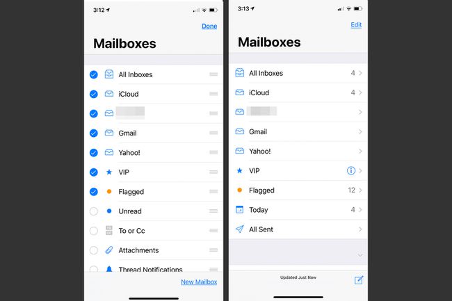 Muokkausnäyttö iOS Mail -sovelluksessa