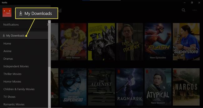 Käytä Omia latauksia Netflixin Windows-sovelluksessa.