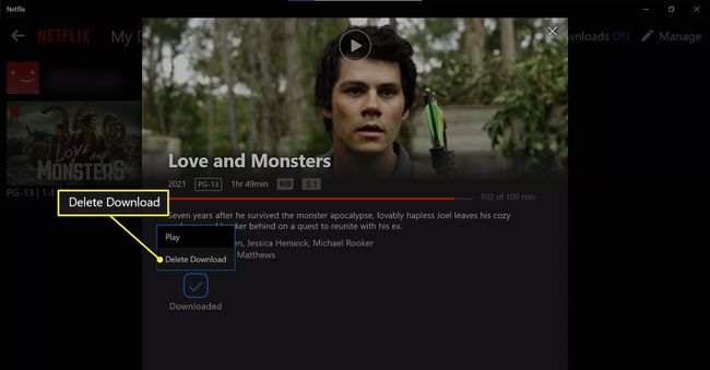 Poista Netflix Windows -sovelluksesta merkitty lataus.