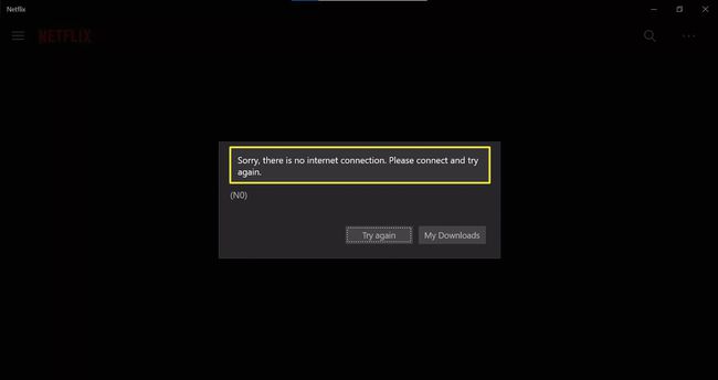 Offline-ilmoitus Netflixin Windows-sovelluksessa.