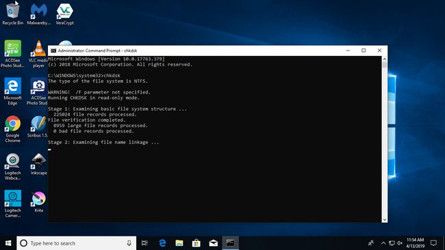 Chkdsk toimii onnistuneesti Windows 10:ssä