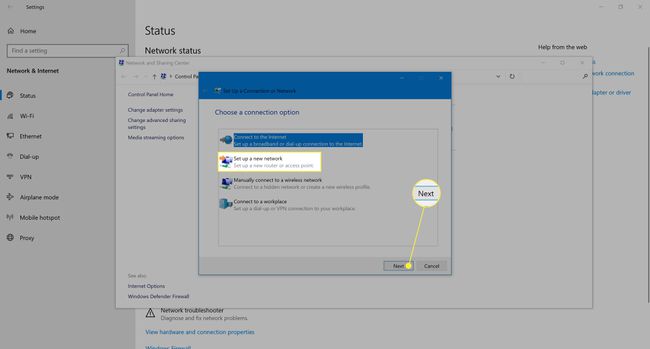 Määritä uusi verkko Windows 10:ssä.